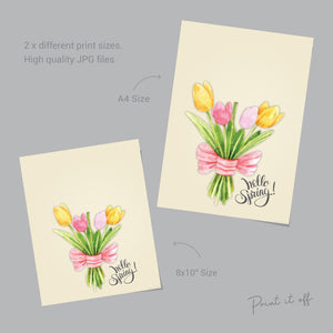 Hello Spring Flower Easter / Handprint Hand Art Craft / Kids Baby Toddler / Activity Keepsake Gift Card Decor / PRINT IT OFF