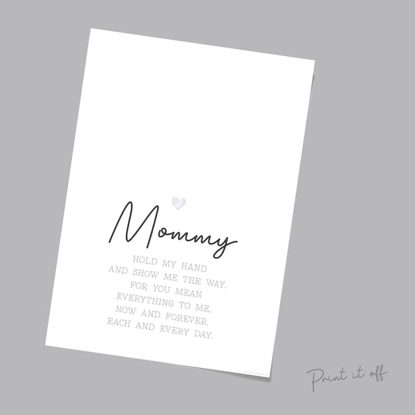 Mommy Handprint Poem / Hand Art Craft Mom Mother's Day Birthday / Kids Baby Toddler / Activity Keepsake Gift Card Sign / PRINT IT OFF 0451