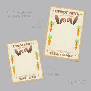 Farm Sign Bunny Easter Carrot Patch / Footprint Feet Art Craft / Kids Baby Toddler / Activity Gift Card Decor Sign / PRINT IT OFF 0458