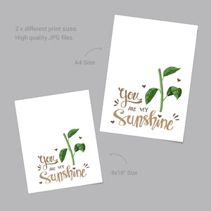 You Are My Sunshine Handprint Craft Art / Sun Flower / Mom Mum / Kids Baby Toddler Child / Activity Gift Diy Card Print / PRINT IT OFF 0460