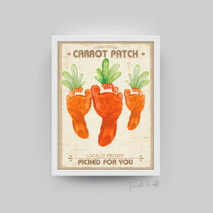 Farm Sign Carrot Patch Easter / Footprint Feet Art Craft / Kids Baby Toddler / Activity Keepsake Gift Card Decor Sign / PRINT IT OFF 0465