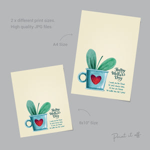 Mother&#39;s Day Flower / Handprint Hand Art Craft Mom Mum / Kids Baby Toddler / Activity Keepsake Greeting Gift Card / PRINT IT OFF