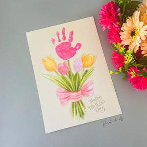 Happy Mothers Day Handprint Craft Art / Flower Bunch / Mom Mum / Kids Baby Toddler Child / Activity Gift Diy Card Print / PRINT IT OFF 0424