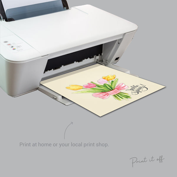 Hello Spring Flower Easter / Handprint Hand Art Craft / Kids Baby Toddler / Activity Keepsake Gift Card Decor / PRINT IT OFF 0448