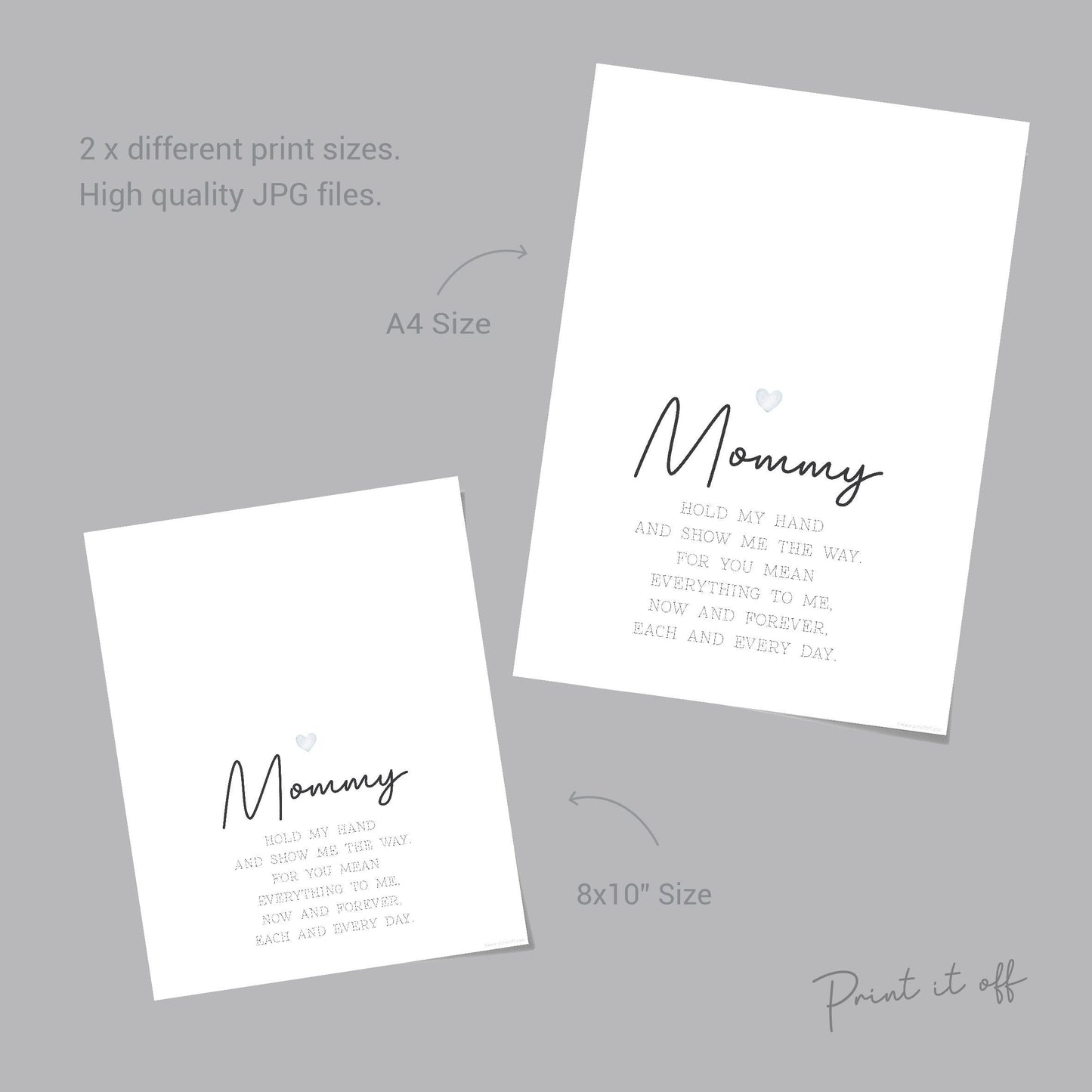Mommy Handprint Poem / Hand Art Craft Mom Mother's Day Birthday / Kids Baby Toddler / Activity Keepsake Gift Card Sign / PRINT IT OFF 0451