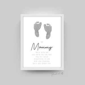 Mommy Footprint Poem / Foot Feet Art Craft Mom Mother's Day Birthday / Kids Baby Toddler / Activity Keepsake Gift Card / PRINT IT OFF 0455