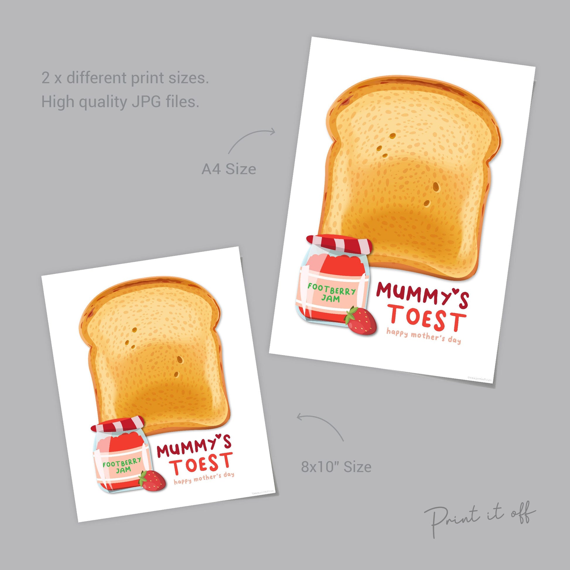 Mummy's Toest Toast / Happy Mother's Day Mum / Footprint Feet Toes Art / Keepsake Baby Toddler Gift Craft Card DIY / Print It Off 0476
