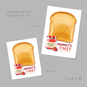 Mummy's Toest Toast / Happy Mother's Day Mum / Footprint Feet Toes Art / Keepsake Baby Toddler Gift Craft Card DIY / Print It Off 0476
