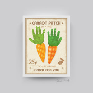 Farm Sign Carrot Patch Easter / Handprint hands Art Craft / Kids Baby Toddler / Activity Keepsake Gift Card Decor Sign / PRINT IT OFF 0464