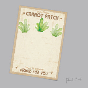 Farm Sign Carrot Patch Easter / Footprint Feet Art Craft / Kids Baby Toddler / Activity Keepsake Gift Card Decor Sign / PRINT IT OFF 0465