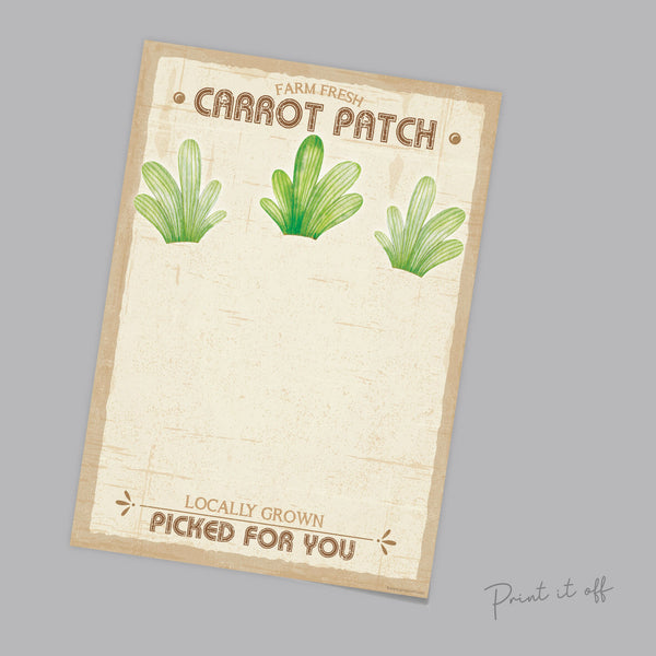 Farm Sign Carrot Patch Easter / Footprint Feet Art Craft / Kids Baby Toddler / Activity Keepsake Gift Card Decor Sign / PRINT IT OFF 0465