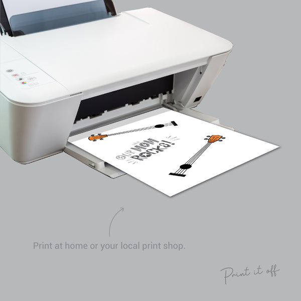 Handprint Art Craft / Our Mom Rocks Guitar / Mother's Day Birthday / Kids Baby Toddler / Keepsake Memory DIY Card Gift / Print it Off 0485