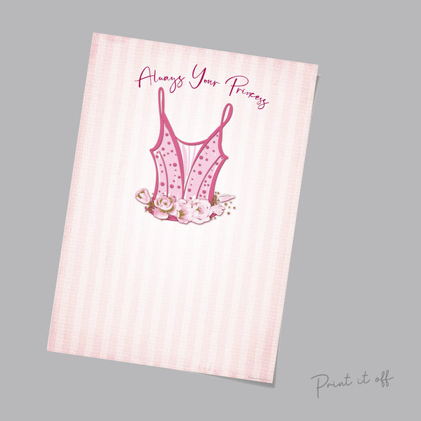 Always Your Princess Dress / Hand Handprint Art / Father's Day Birthday Dad Daddy / Kids Baby Toddler / Gift Craft DIY Card Print 0493
