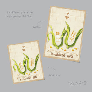 Farm Sign Corn Pun Corncob / Feet Footprint Art Craft Activity / Kids Baby Toddler / Keepsake Gift Card Decor Diy / PRINT IT OFF 0505