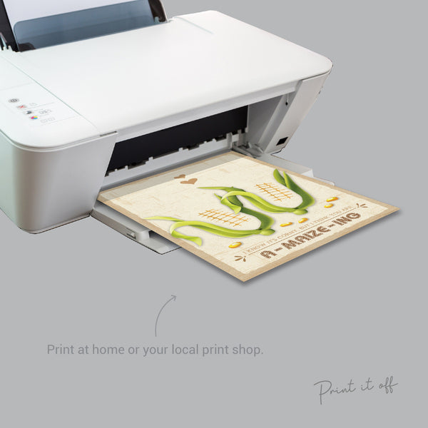 Farm Sign Corn Pun Corncob / Feet Footprint Art Craft Activity / Kids Baby Toddler / Keepsake Gift Card Decor Diy / PRINT IT OFF 0505