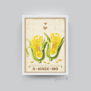 Farm Sign Corn Pun Corncob / Feet Footprint Art Craft Activity / Kids Baby Toddler / Keepsake Gift Card Decor Diy / PRINT IT OFF 0505