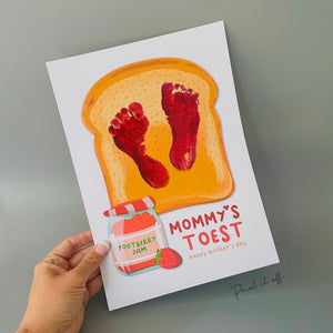 Mommy&#39;s Toest / Happy Mother&#39;s Day Mom / Footprint Feet Toes Art / Keepsake Baby Toddler Gift Card Craft Diy / Footprint PRINT IT OFF