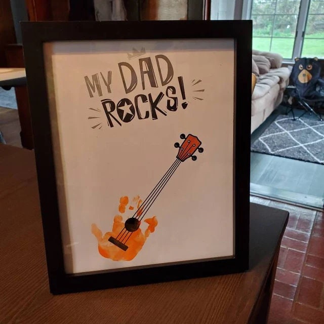 Handprint Art Craft / My Dad Rocks / Father's Day Birthday / Kids Baby Toddler / Keepsake Memory Craft DIY Card / Print Card 0328