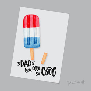 Cool Dad Daddy / Footprint Handprint Art Craft Ice Cream Block / Father's Day / Kids Baby Toddler Keepsake DIY Card / Print it off 0512