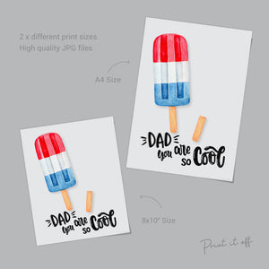 Cool Dad Daddy / Footprint Handprint Art Craft Ice Cream Block / Father's Day / Kids Baby Toddler Keepsake DIY Card / Print it off 0512