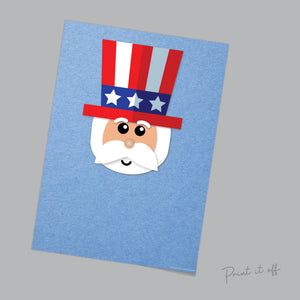 Uncle Sam Handprint Art / Craft Activity Card / Happy 4th of July Independence Day USA America / Child Kids Baby Toddler / Print It Off