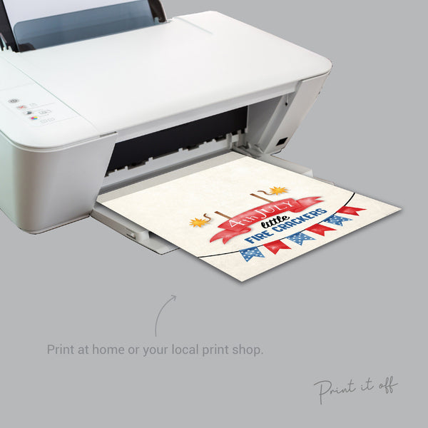 Firecrackers 4th of July / Footprint Handprint Art Craft / First Independence Day USA America / Child Kids Baby Toddler / Print It Off 0528