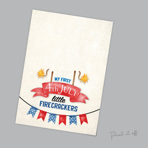 My First 4th July Firecrackers / Footprint Handprint Art Craft / First Independence Day USA America / Kids Baby Toddler / Print It Off 0529