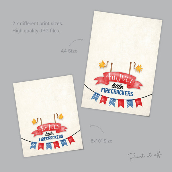 Firecrackers 4th of July / Footprint Handprint Art Craft / First Independence Day USA America / Child Kids Baby Toddler / Print It Off 0528