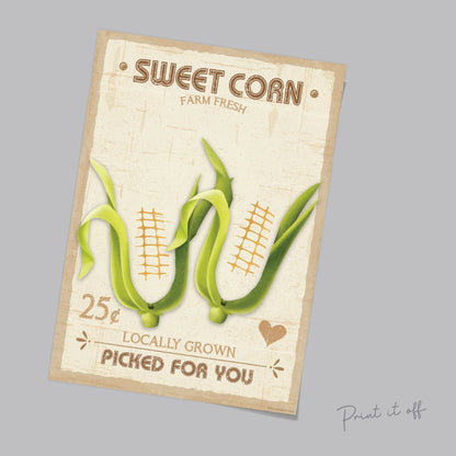 Farm Sign Sweet Corn / Footprint Handprint Feet Art Craft / Kids Baby Toddler / Activity Keepsake Gift Card Decor Sign / PRINT IT OFF 0504