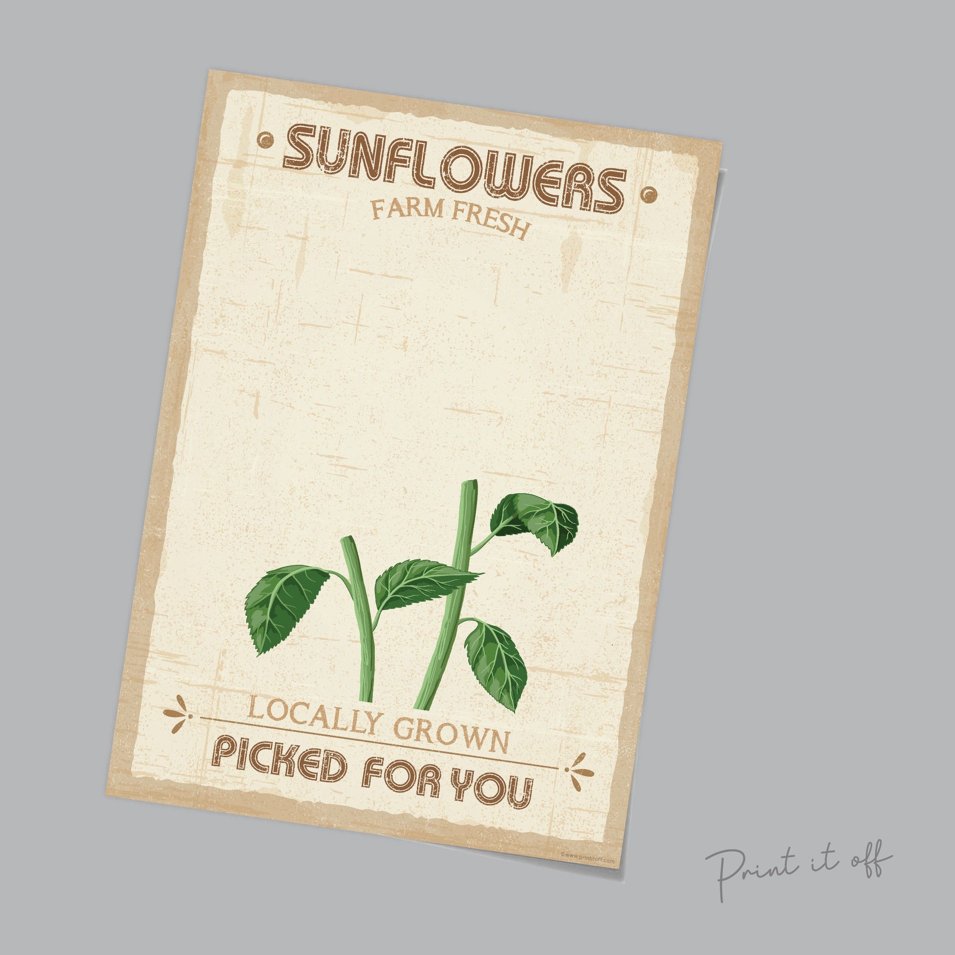 Farm Sign Sunflowers / Handprint Footprint Hand Art Craft / Kids Baby Toddler / Flower Keepsake Gift Card Decor Sign / PRINT IT OFF 0508