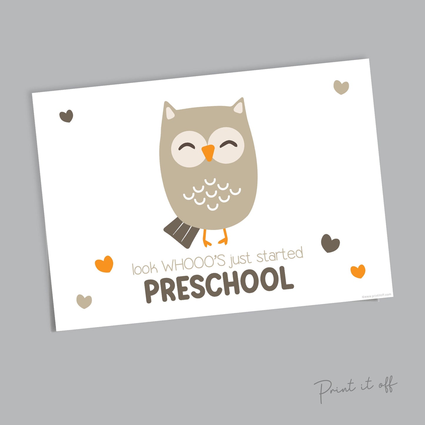 PreSchool Handprint Art Owl / Hand Hands / First Day Starting School Pre-School / Child Kids Teacher / Craft DIY Print It Off Memory 0551