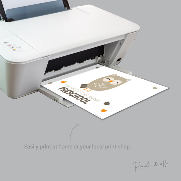 PreSchool Handprint Art Owl / Hand Hands / First Day Starting School Pre-School / Child Kids Teacher / Craft DIY Print It Off Memory 0551