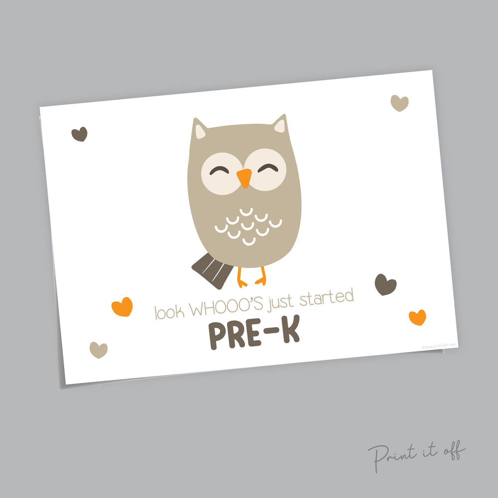 Pre-K Owl Handprint Hand Art / First Day Starting School PreK Prekindy / Child Kids Teacher / Print Craft DIY Memory Sign Print It Off 0552