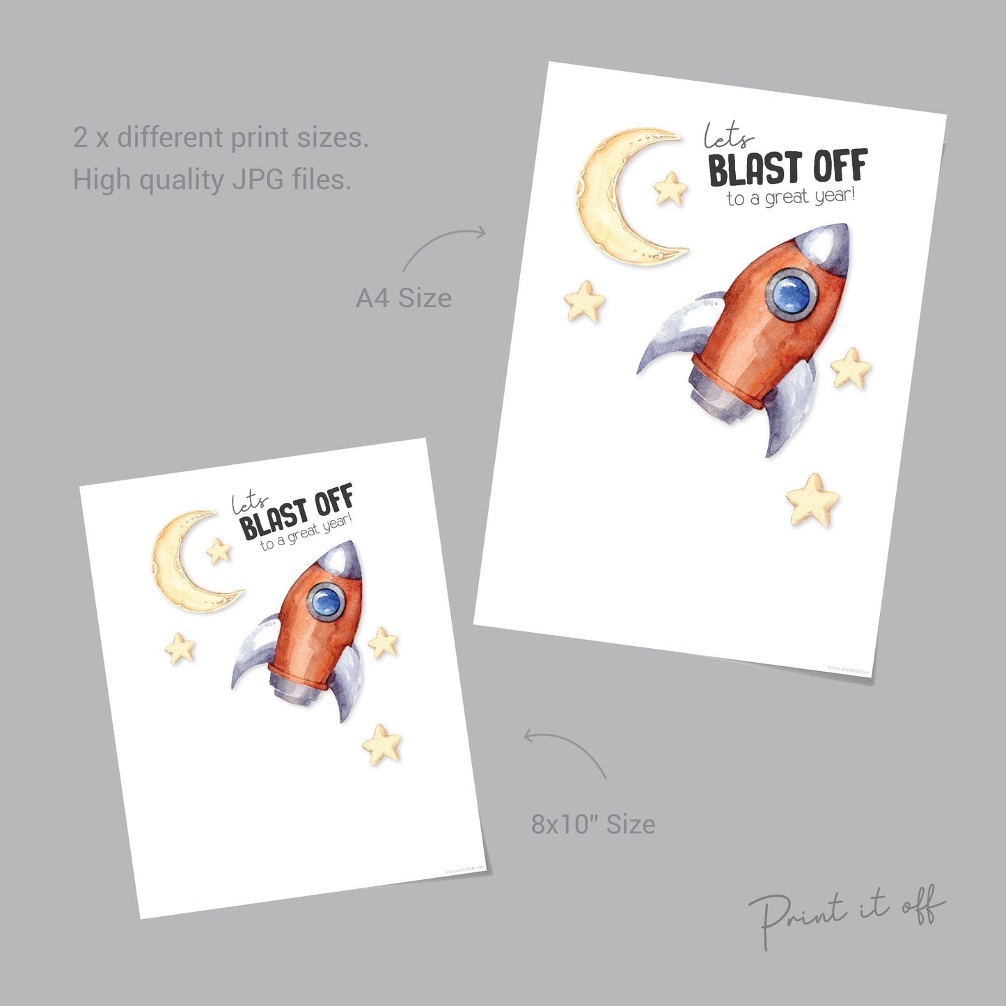 Blast Off Rocket / First Day School Handprint Hand Art / Starting Kindergarten PreK Preschool / Child Kids Teacher / Print Craft Print 0558