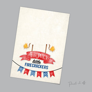 Firecrackers 4th of July / Footprint Handprint Art Craft / First Independence Day USA America / Child Kids Baby Toddler / Print It Off 0528