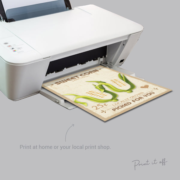 Farm Sign Sweet Corn / Footprint Handprint Feet Art Craft / Kids Baby Toddler / Activity Keepsake Gift Card Decor Sign / PRINT IT OFF 0504