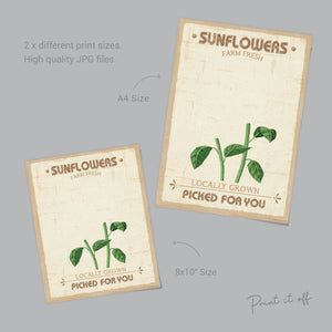 Farm Sign Sunflowers / Handprint Footprint Hand Art Craft / Kids Baby Toddler / Flower Keepsake Gift Card Decor Sign / PRINT IT OFF 0508