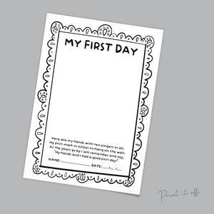 My First Day School / Handprint Hand Craft Art Poem / Starting Kindergarten PreK Preschool / Child Kids Teacher Resource / PRINT IT OFF 0560