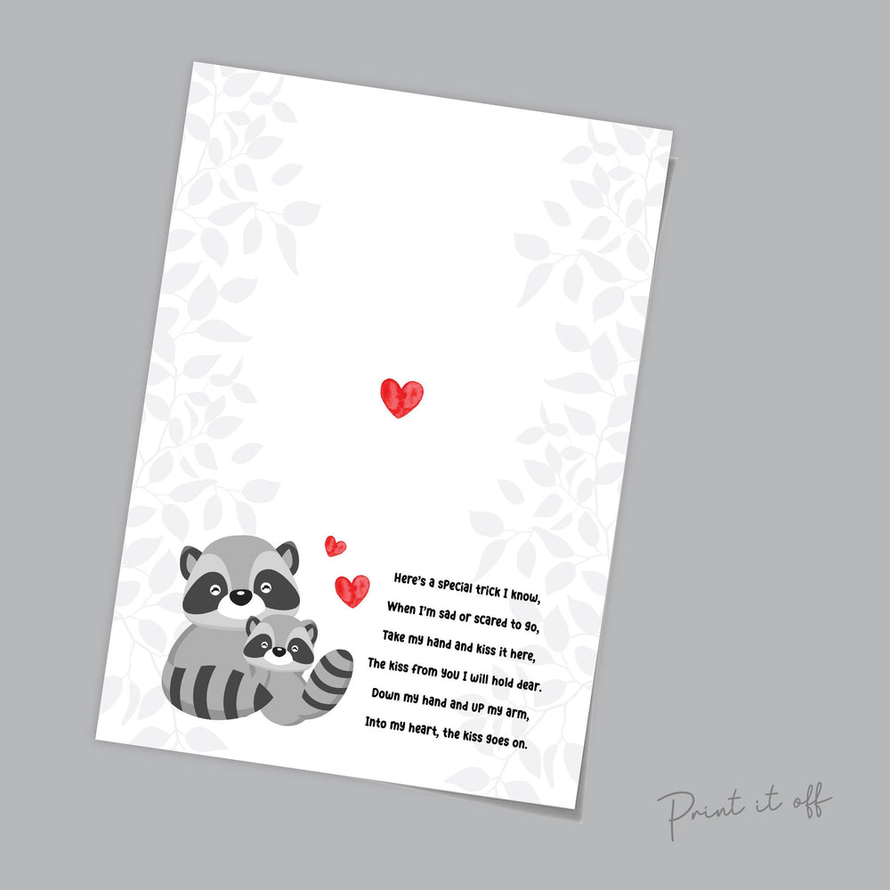 The Kissing Hand Book Racoon / First Day School Handprint Hand Art / Starting Kindergarten PreK Preschool / Child Kids Teacher / PRINT 0561