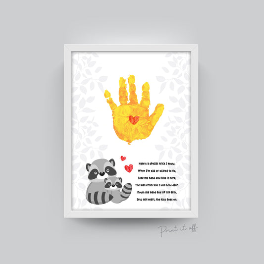 The Kissing Hand Book Racoon / First Day School Handprint Hand Art / Starting Kindergarten PreK Preschool / Child Kids Teacher / PRINT 0561