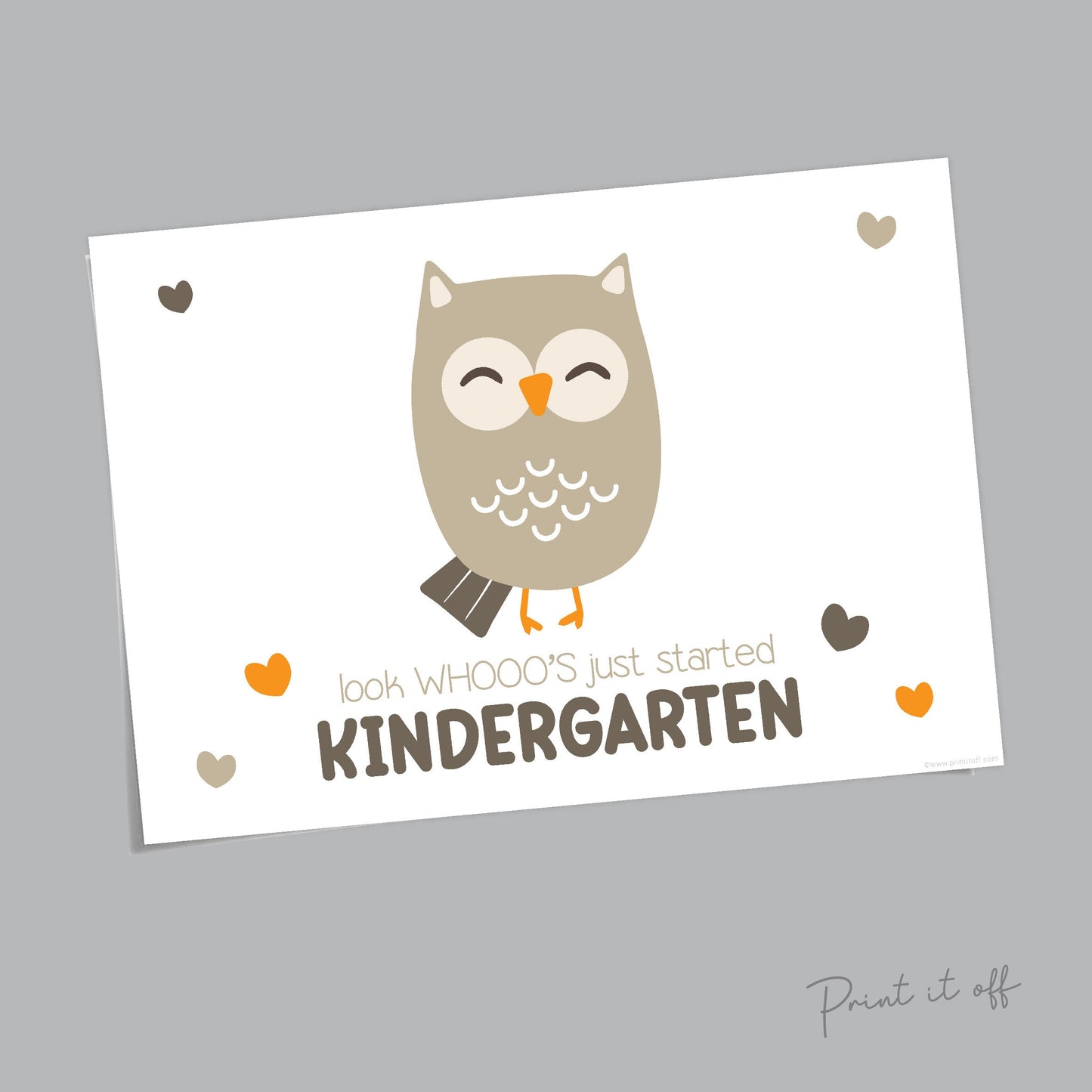 Owl Kindergarten / First Day of School Kindy / Handprint Hand Art Craft Kids / Memory Keepsake Printable Card Decor Sign / PRINT IT OFF 0550