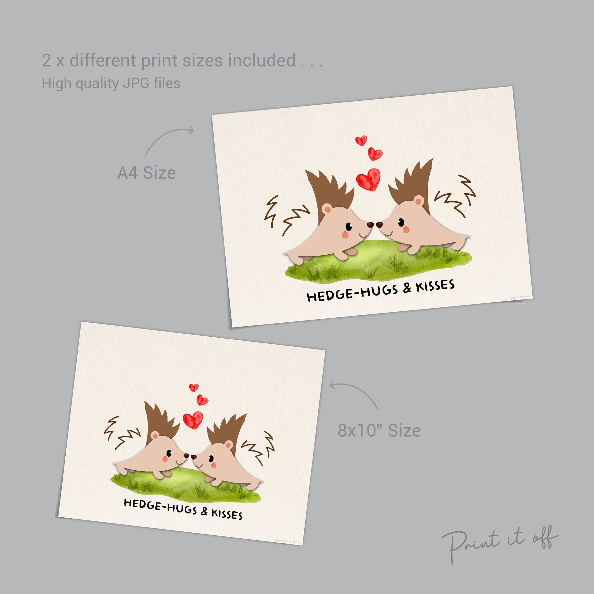 Hedge-Hugs & Kisses Handprint Art Craft / Valentines Love Thanksgiving Fall Autumn / Hedgehog / Kids Toddler Baby Card / Print It Off 0564