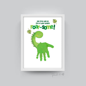 Pre-K Dino Dinosaur Handprint Hand Art / First Day Starting School PreK Pre-Kindy / Child Kids Teacher / Print Craft DIY Print It Off 0556