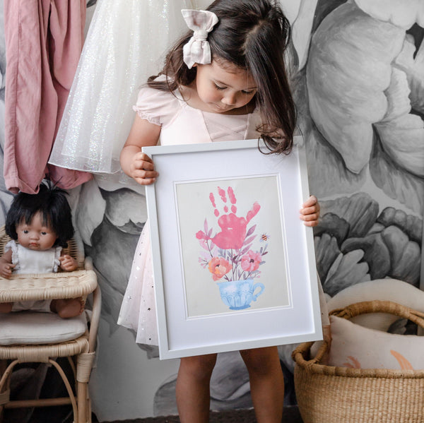 Handprint Teacup / Flower Hand Art / Kids Baby Toddler / Nursery Decor Mother's Day / Keepsake Craft Gift DIY Card / Printable Print 0180