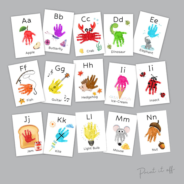 A-Z ABC Alphabet Handprint Craft Art Phonic Book / Baby Toddler Child / Letters Teacher Classroom Nursery Activity Card / Print It Off 0575
