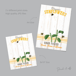 Farm Sign Sunflowers Flower / Handprint Hand Art Craft / Kids Baby Toddler / Activity Keepsake Gift Card Decor Sign / PRINT IT OFF 0541