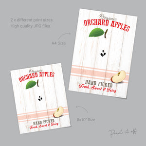 Farm Sign Apple / Footprint Handprint Foot Feet Art Craft / Kids Baby Toddler / Activity Keepsake Gift Card Decor Sign / PRINT IT OFF 0542