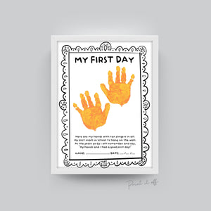 My First Day School / Handprint Hand Craft Art Poem / Starting Kindergarten PreK Preschool / Child Kids Teacher Resource / PRINT IT OFF 0560