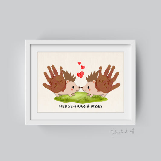 Hedge-Hugs & Kisses Handprint Art Craft / Valentines Love Thanksgiving Fall Autumn / Hedgehog / Kids Toddler Baby Card / Print It Off