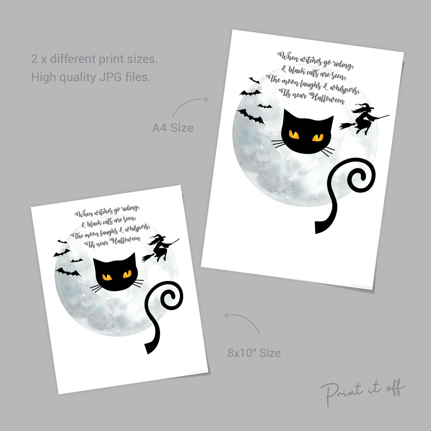 Halloween Footprint Handprint Art Craft / Black Cat Witch Poem / Kids Toddler Baby Card Memory Activity Keepsake DIY / Print It Off  0582
